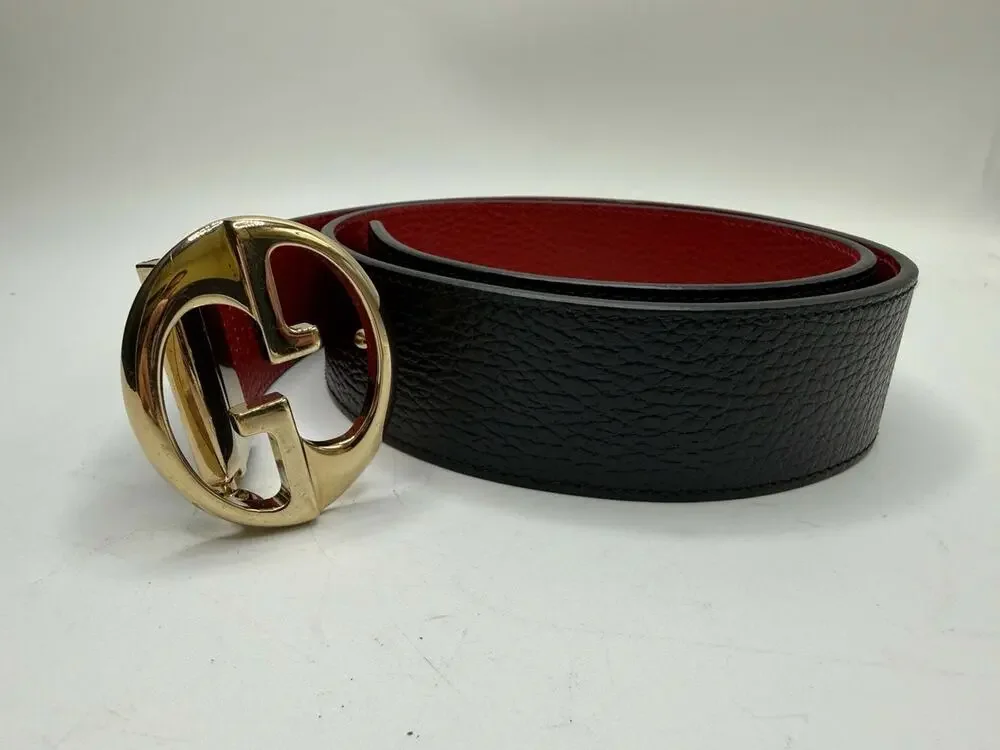 Women's 80-32 Gucci Reversible Belt Black and Red SPB-JB 370446